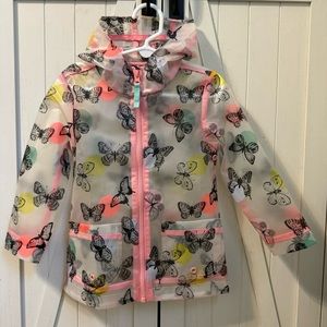 Clear butterfly print rain jacket size 3T